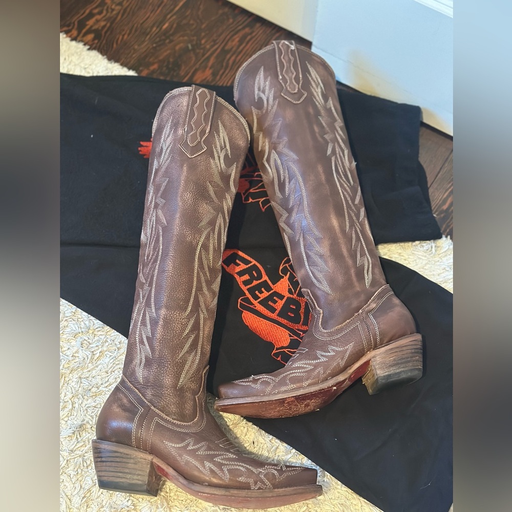 Freebird Brown Knee-High Boots - Picture 3 of 7